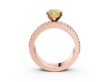 Rose gold Fancy Yellow Cushion  Solitaire Diamond with Pave and Channel Set Band_64