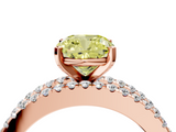 Rose gold Fancy Yellow Cushion  Solitaire Diamond with Pave and Channel Set Band_65