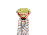 Rose gold Fancy Yellow Cushion  Solitaire Diamond with Pave and Channel Set Band_66