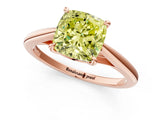 Rose gold Fancy Yellow Cushion  Solitaire Engagement Ring with Four-Prong Setting and Classic Band 2