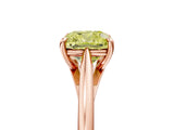 Rose gold Fancy Yellow Cushion  Solitaire Engagement Ring with Four-Prong Setting and Classic Band
