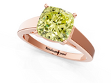 Rose gold Fancy Yellow Cushion  Solitaire Engagement Ring with Four-Prong Setting and Tapered Band_4
