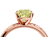 Rose gold Fancy Yellow Cushion  Solitaire Engagement Ring with Scrollwork Band and Four-Prong Setting_151