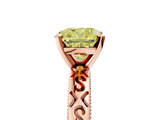 Rose gold Fancy Yellow Cushion  Solitaire Engagement Ring with Scrollwork Band and Four-Prong Setting_152