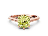 Rose gold Fancy Yellow Cushion  Solitaire Engagement Ring with Six-Prong Setting and Classic Band 1