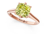Rose gold Fancy Yellow Cushion  Solitaire Engagement Ring with Six-Prong Setting and Classic Band 2