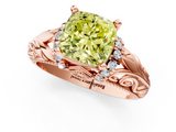 Rose gold Fancy Yellow Cushion  Solitaire Filigree Engagement Ring with Halo and Prong Setting_52