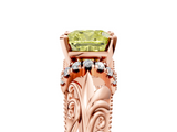 Rose gold Fancy Yellow Cushion  Solitaire Filigree Engagement Ring with Halo and Prong Setting_56