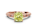 Rose gold Fancy Yellow Cushion  Solitaire Floral Milgrain Engagement Ring_31