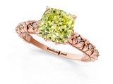 Rose gold Fancy Yellow Cushion  Solitaire Floral Milgrain Engagement Ring_32