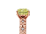 Rose gold Fancy Yellow Cushion  Solitaire Floral Milgrain Engagement Ring_36