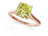 Rose gold Fancy Yellow Cushion  Solitaire Heart Prong Engagement Ring with Tapered Band_56