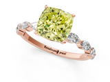 Rose gold Fancy Yellow Cushion  Solitaire Marquise Side Stone Prong Setting Ring_45