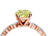 Rose gold Fancy Yellow Cushion  Solitaire Marquise Side Stone Prong Setting Ring_48