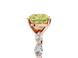 Rose gold Fancy Yellow Cushion  Solitaire Marquise Side Stone Prong Setting Ring_49