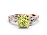 Rose gold Fancy Yellow Cushion  Solitaire Marquise Twist Band with Six-Prong Setting_76