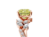 Rose gold Fancy Yellow Cushion  Solitaire Marquise Twist Band with Six-Prong Setting_81