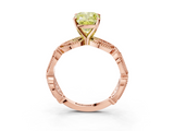 Rose gold Fancy Yellow Cushion  Solitaire Milgrain Diamond Engagement Ring with Bezel and Marquise Band_71