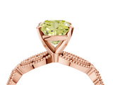Rose gold Fancy Yellow Cushion  Solitaire Milgrain Diamond Engagement Ring with Bezel and Marquise Band_72