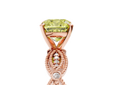 Rose gold Fancy Yellow Cushion  Solitaire Milgrain Diamond Engagement Ring with Bezel and Marquise Band_73