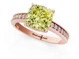 Rose gold Fancy Yellow Cushion  Solitaire Pavé Band Prong Setting Ring_21