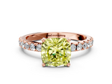 Rose gold Fancy Yellow Cushion  Solitaire Pavé Band with Four-Prong Setting_138