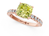 Rose gold Fancy Yellow Cushion  Solitaire Pavé Band with Four-Prong Setting_139