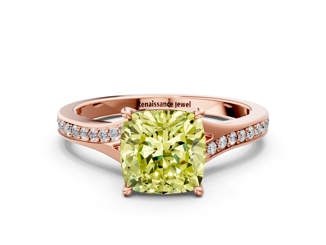 Rose gold Fancy Yellow Cushion  Solitaire Pavé Band with Four-Prong Setting_42