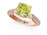 Rose gold Fancy Yellow Cushion  Solitaire Pavé Diamond Engagement Ring with Four-Prong Setting_152