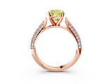 Rose gold Fancy Yellow Cushion  Solitaire Pavé Diamond Engagement Ring with Four-Prong Setting_154