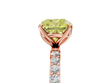 Rose gold Fancy Yellow Cushion  Solitaire Pavé Diamond Engagement Ring with Four-Prong Setting_64