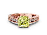 Rose gold Fancy Yellow Cushion  Solitaire Pavé Diamond Milgrain Engagement Ring with Four-Prong Setting_3