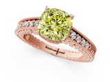 Rose gold Fancy Yellow Cushion  Solitaire Pavé Diamond Milgrain Engagement Ring with Four-Prong Setting_4