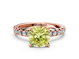 Rose gold Fancy Yellow Cushion  Solitaire Pave Diamond Engagement Ring with Four-Prong Setting_348
