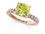 Rose gold Fancy Yellow Cushion  Solitaire Pave Diamond Engagement Ring with Four-Prong Setting_349