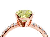 Rose gold Fancy Yellow Cushion  Solitaire Pave Diamond Engagement Ring with Four-Prong Setting_352