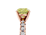 Rose gold Fancy Yellow Cushion  Solitaire Pave Diamond Engagement Ring with Four-Prong Setting_353