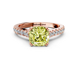 Rose gold Fancy Yellow Cushion  Solitaire Pave Diamond Engagement Ring with Prong Setting_20
