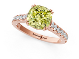 Rose gold Fancy Yellow Cushion  Solitaire Pave Diamond Engagement Ring with Prong Setting_21