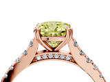 Rose gold Fancy Yellow Cushion  Solitaire Pave Diamond Engagement Ring with Prong Setting_24