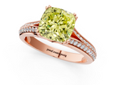 Rose gold Fancy Yellow Cushion  Solitaire Pave Split Shank Engagement Ring with Six-Prong Setting_38