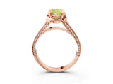 Rose gold Fancy Yellow Cushion  Solitaire Pave Split Shank Ring with Four-Prong Setting_108
