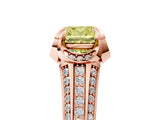 Rose gold Fancy Yellow Cushion  Solitaire Pave Split Shank Ring with Four-Prong Setting_110