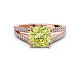 Rose gold Fancy Yellow Cushion  Solitaire Split Shank Pavé Diamond Engagement Ring_386