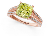 Rose gold Fancy Yellow Cushion  Solitaire Split Shank Pavé Diamond Engagement Ring_387