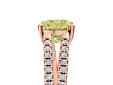 Rose gold Fancy Yellow Cushion  Solitaire Split Shank Pavé Diamond Engagement Ring_391