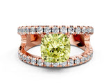 Rose gold Fancy Yellow Cushion  Solitaire Split Shank Pave Diamond Ring_49