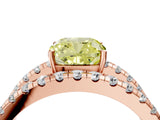 Rose gold Fancy Yellow Cushion  Solitaire Split Shank Pave Diamond Ring_53