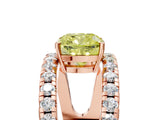 Rose gold Fancy Yellow Cushion  Solitaire Split Shank Pave Diamond Ring_54