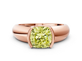 Rose gold Fancy Yellow Cushion  Solitaire Tension Set Diamond Ring with Wide Band_20